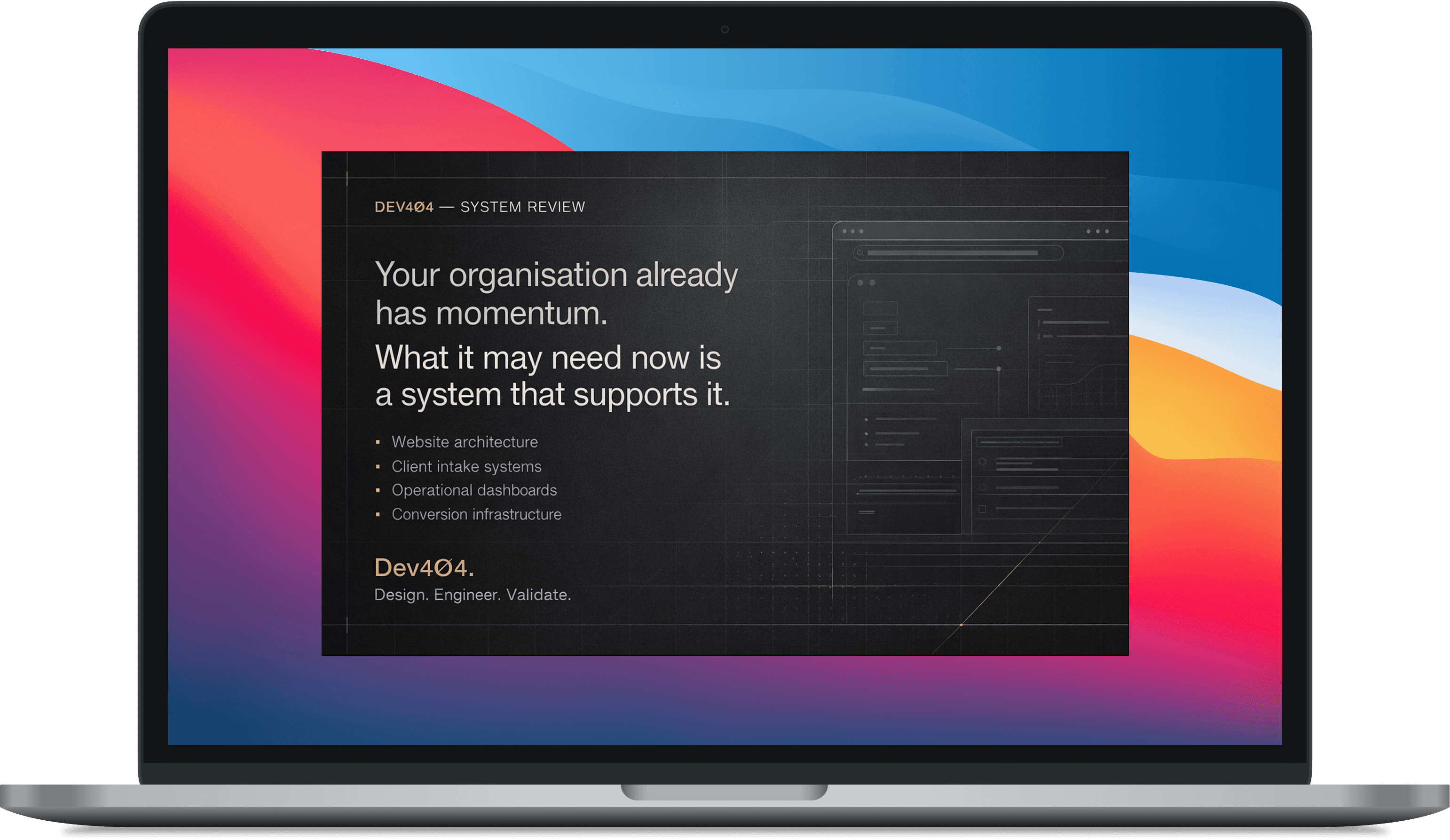 Platform interface detail - Dev404 delivered work